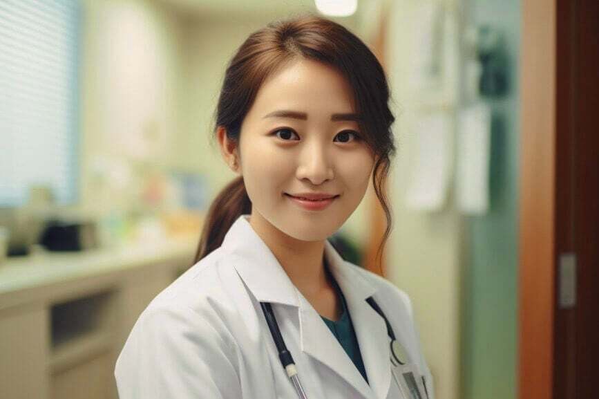 夜勤中の看護師のアップ写真